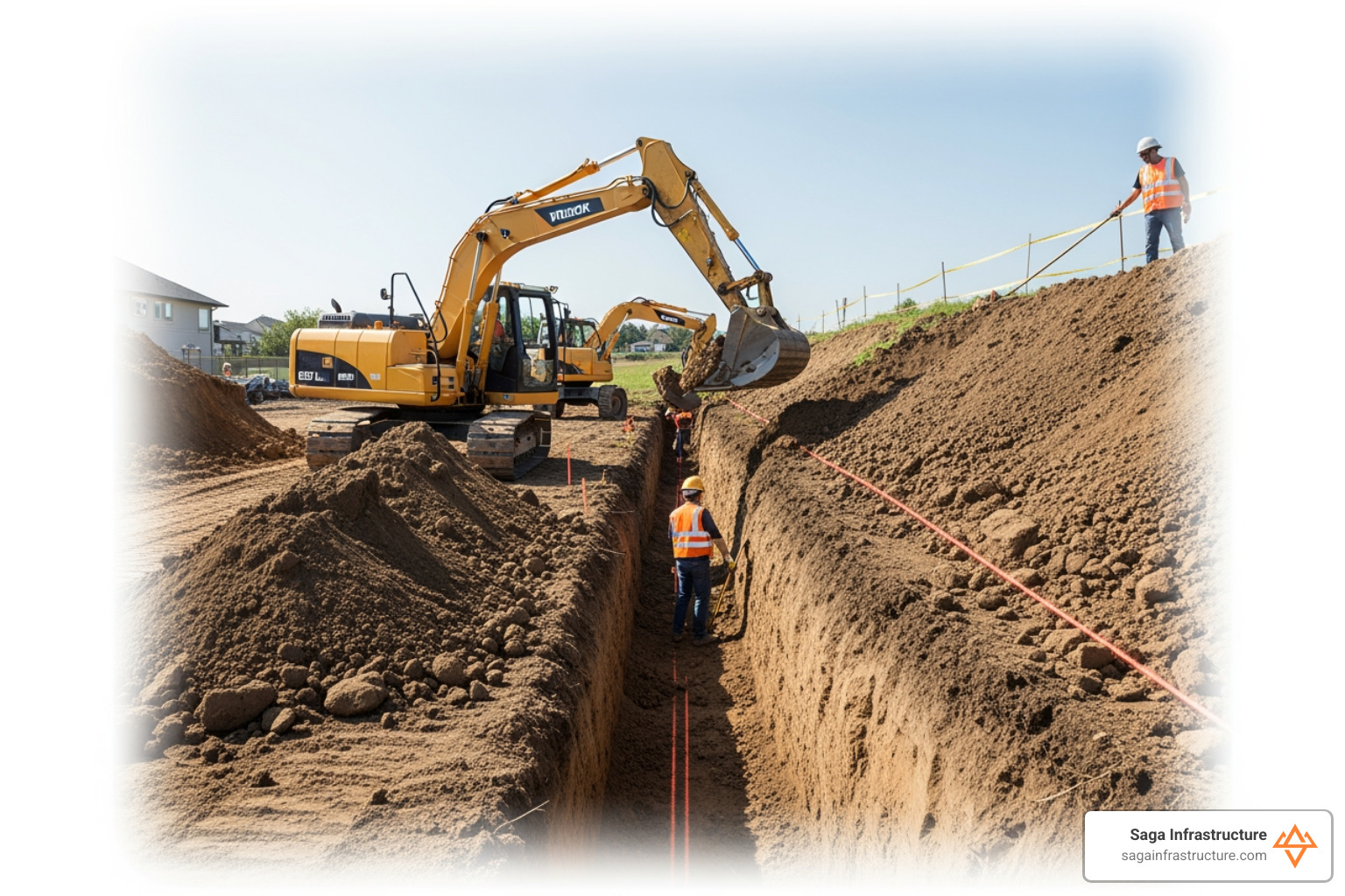 retaining wall excavation hillside slope base prep drainage